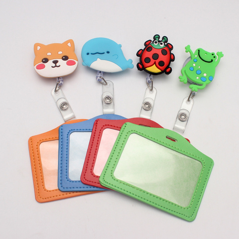 Cartoon Animals Silicone card case holder Bank Credit Card Holders Bus ID Holders Identity Badge with Cartoon Retractable Reel ► Photo 1/5