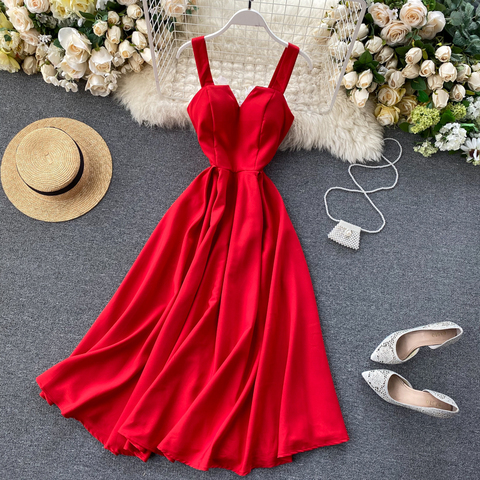 FTLZZ New Sexy V-neck Bandage Dress Women Summer Elegant Big Swing Long Party Dress Female Vintage Back Green Beach Dress ► Photo 1/6