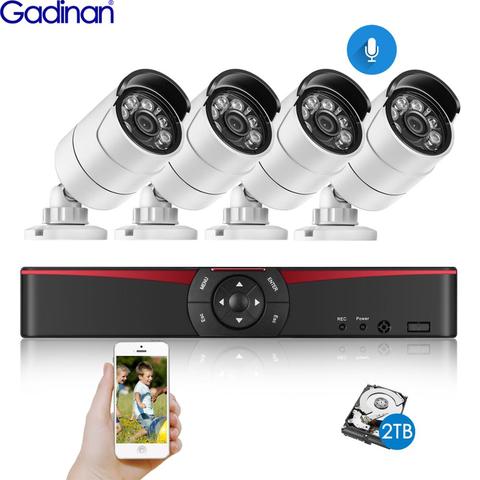 Gadinan 4CH POE Video Security System 5MP 3MP 1080P Outdoor Weatherproof Infrared Night Vision IP Camera Surveillance CCTV Kit ► Photo 1/6