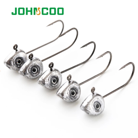 JOHNCOO 10pcs Mini Jig Head Hook 0.5g 1g 2g 3g 4g 5g Jigging Lead Hook Rockfish Game Soft Bait Hook Carbon Steel Treble Hooks ► Photo 1/6