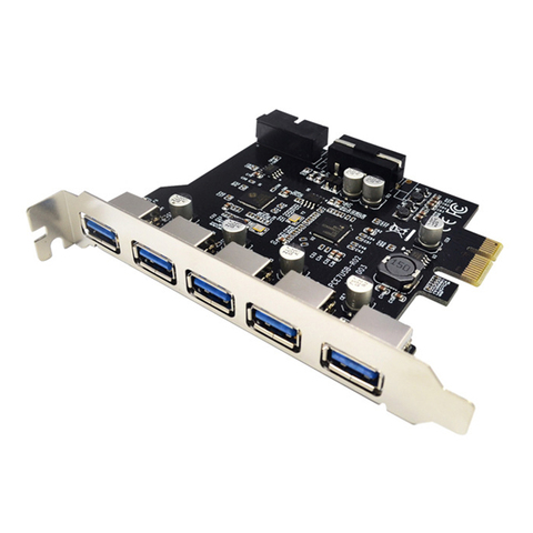 USB 3.0 PCI-E Expansion Card 5 Ports HUB Adapter for Desktop PC PCI Express Extender Module Board ► Photo 1/6