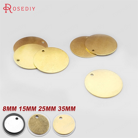 (30343)Diameter 8MM 10MM 15MM 25MM 35MM Thickness 0.5MM Brass Round Disk Charms Pendants Jewelry Findings Accessories wholesale ► Photo 1/6