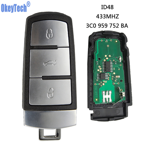 OkeyTech Keyless Uncut Flip Smart Car Remote Key Fob 433MHZ With ID48 Chip 3C0959752BA for VolksWagen Passat B6 3C B7 Magotan CC ► Photo 1/6