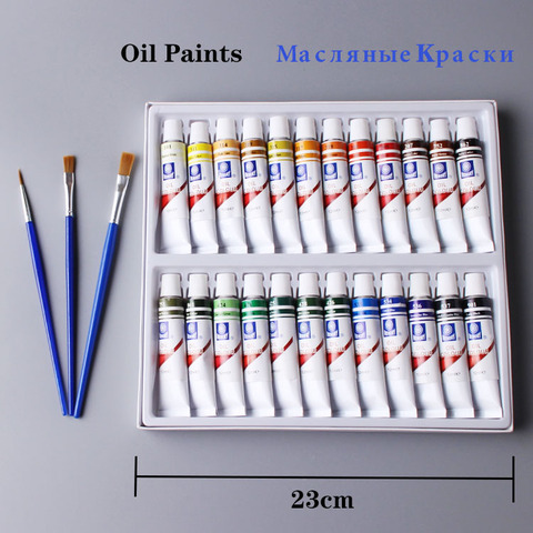 24pcs Professional Tube Oil Paints Art For Artists Canvas Pigment Art Supplies Drawing 12ML 24Colours Free For 3 Brushes ► Photo 1/6