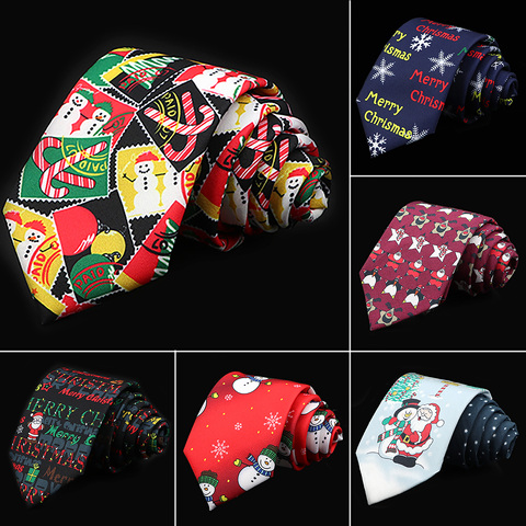 Christmas Polyester/Cotton Tie Super Quality Print Santa Claus Snowman Elk Ties Necktie Men Party Dinner Festival Gift Accessory ► Photo 1/6