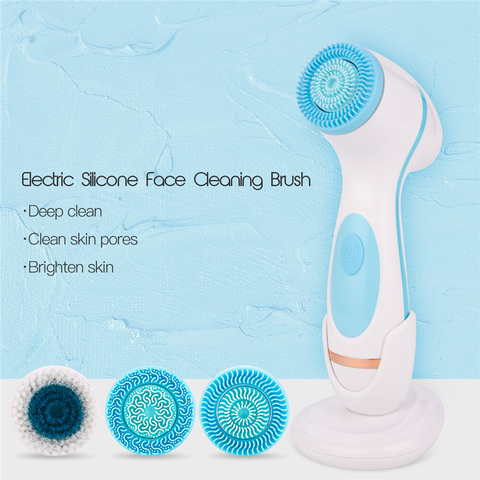 3 In 1 Electric Facial Cleansing Brush Silicone Rotating Face Brush Deep Cleaning Skin Peeling Massager Cleanser Exfoliation 50 ► Photo 1/6