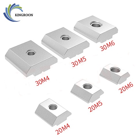 KINGROON 100pcs 50pcs  M4 M5 M6 T Block Square Nuts T-Track Sliding Hammer Nuts for Fastener 2022 3030 Aluminum Profile ► Photo 1/6