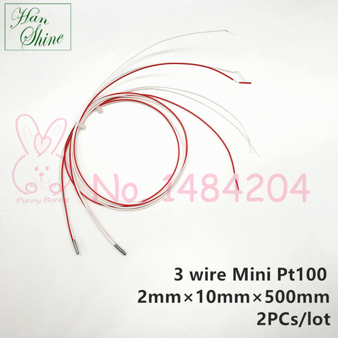 PT100 Tiny Probe 2mm * 15mm Sub Mini Stainless Steel Probe 2mm * 10mm  1m / 500mm 3 Wire Water Proof Temperature Sensor ► Photo 1/6