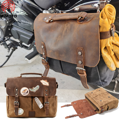 American Retro Bag Canvas Shoulder Messenger Handbag Document Europe Knight Crazy Horse Leather Saddle/Crossbody Computer Bag ► Photo 1/6