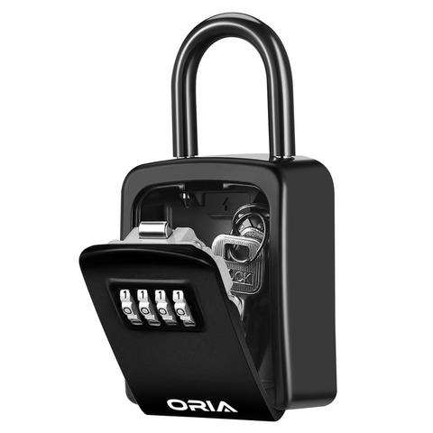 ORIA Key Lock Box Wall Mounted Key Safe Box Weatherproof 4 Digit Combination Key Storage Lock Box Indoor Outdoor Key Holder ► Photo 1/6