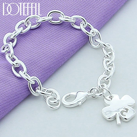 DOTEFFIL 925 Sterling Silver Clover Leaves Lucky Number 5 Bracelet 20cm Chain Women Wedding Engagement Party Jewelry ► Photo 1/6