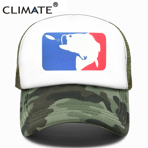 CLIMATE Pike Fish Hunt Trucker Cap Pike Fishing Camouflage Caps for Man Fisher Fishing Baseball Cap Summer Cool Mesh Caps Men ► Photo 1/6