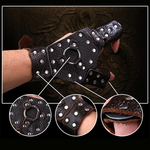 Professional Real leather protective Wrist Support gloves Hunting Slingshot fishing dart Handguard wristbands protect your hands ► Photo 1/6