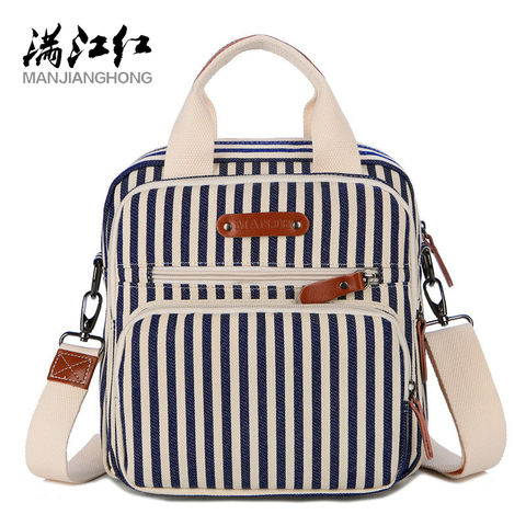 MANJIANGHONG Checked Threads Women Canvas Bag Vertical Fashion Striped Lady Handbag Canvas Female Shoulder Casual Messenger Bags ► Photo 1/6