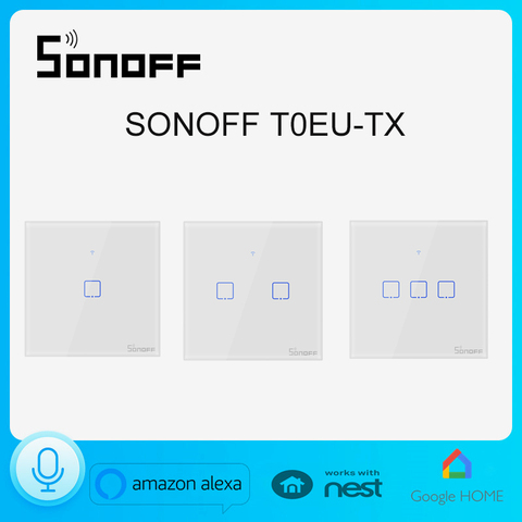 Sonoff T0EU 1/2/3 gang TX Wall Light Switches 86 Type Remote Controlled Wifi Switch With Border Works With Alexa Google Home ► Photo 1/6