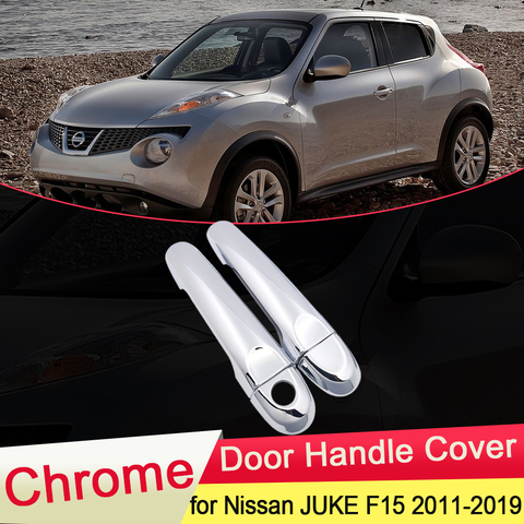 for Nissan JUKE F15 Infiniti ESQ 2010~2022 Chrome Door Handle Cover Catch Trim Set Car Cap Accessories 2011 2012 2013 2014 2015 ► Photo 1/6