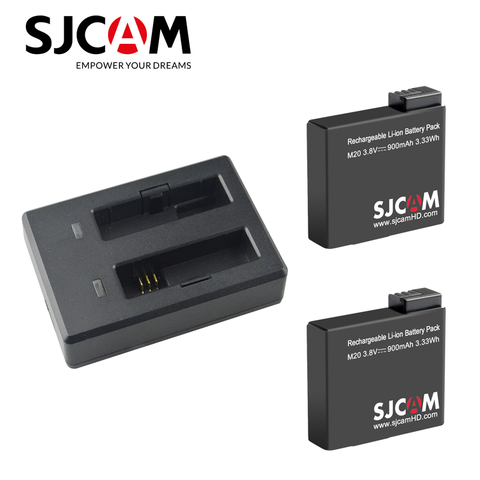 2PCS SJCAM M20 Battery + Dual battery Charger For SJ CAM M20 sports Action Camera Accessories Original SJCAM brand battery ► Photo 1/6