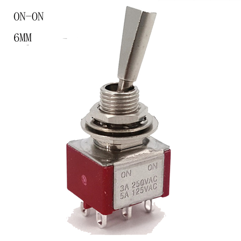 Toggle Switch Flat Handle 6 Pin ON-ON  DPDT CQC UL ROHS Silver Point New  AC 6A/125V Push Button Switch ► Photo 1/6