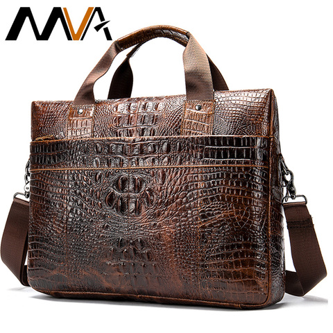 MVA Male briefcase/Bag men's genuine leather bag for men leather laptop bags office bags for men Crocodile Pattern handbag  5555 ► Photo 1/6