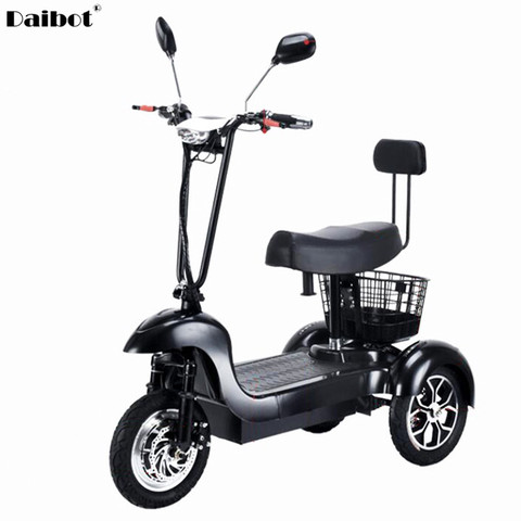 Daibot Electric Scooter With Seat Adults 3Wheels Electric Scooters White/Black 500W 48V Electric tricycle Bike Double Suspension ► Photo 1/6