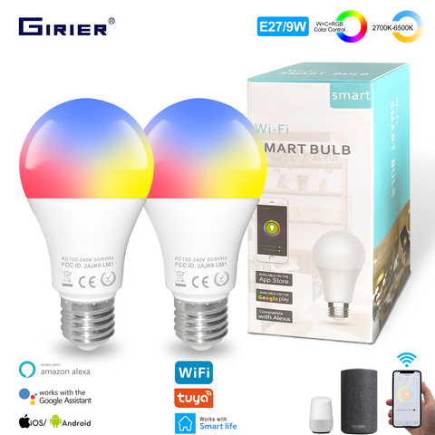 E27 9W Wifi Smart LED Light Bulb Dimmable RGB Lamp Tuya App Smart Remote Control Compatible with Google Home Alexa Voice Control ► Photo 1/6