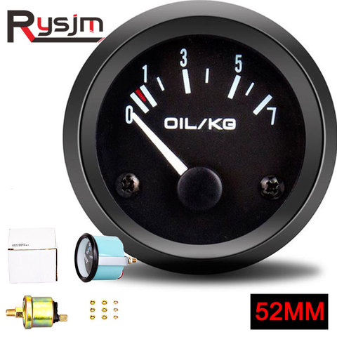 HD 52mm Oil Pressure Gauge With Oil Pressure Sensor Universal Car Black Dials Oil Pressure Gauge 0-7 kg/cm Bar White LED Light ► Photo 1/6