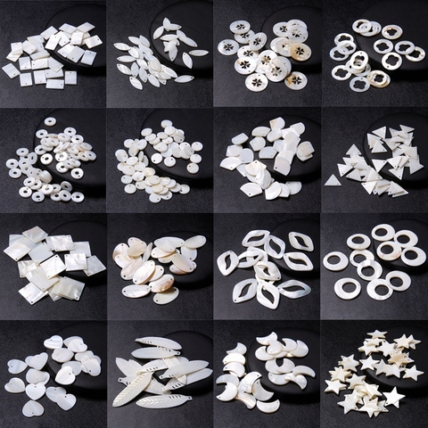 Multiple Natural Shell Mother of Pearl Beads Charms Round White Carved MOP Beads Connectors for Jewelry Making Pendant DIY Craft ► Photo 1/6