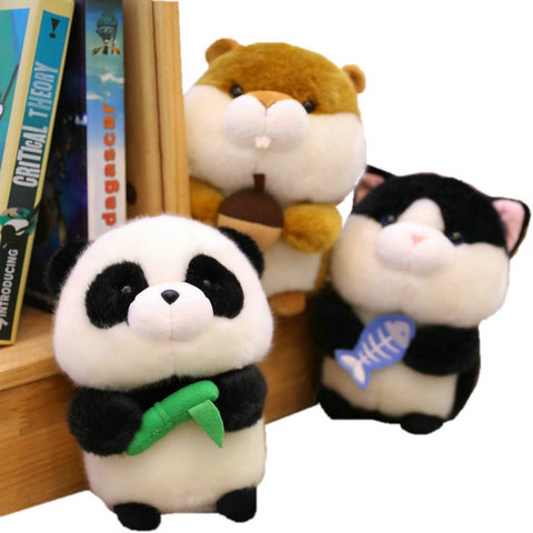 Super Cute Round Ball Shape Hug Bamboo Panda Plush Toy High quality Stuffed Cartoon animals Black Cat Doll toys  Hamster Dessert ► Photo 1/6