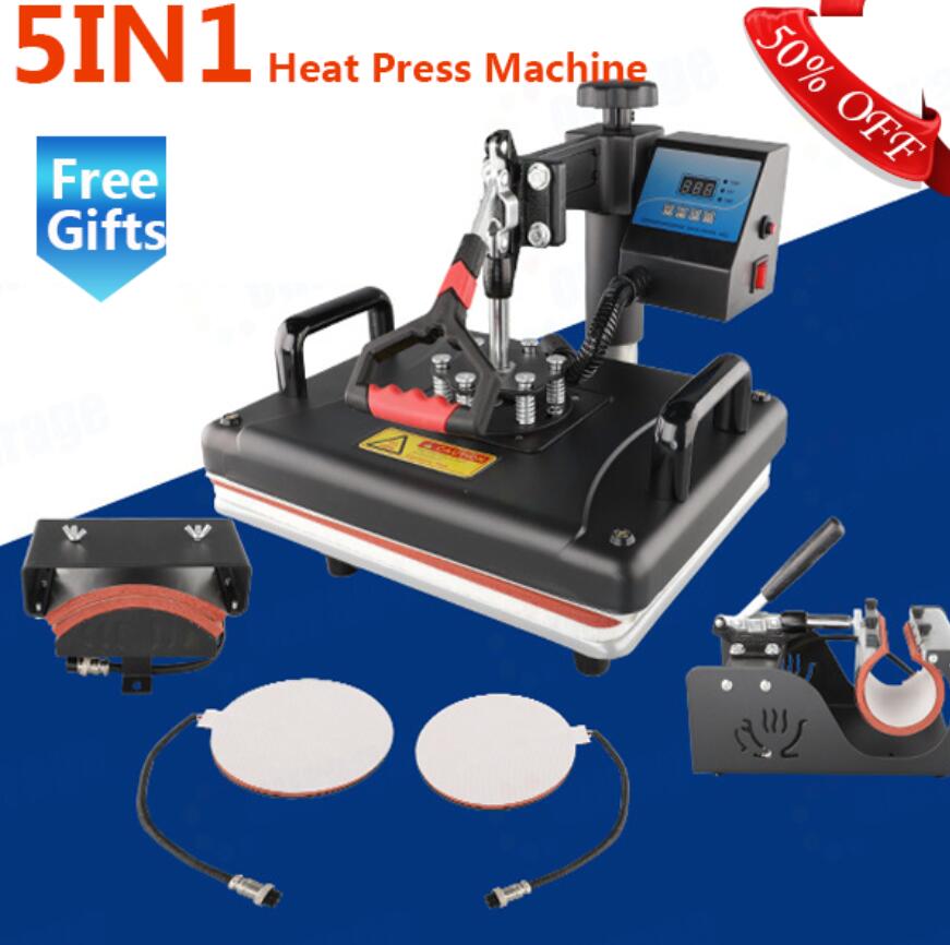 Cheap 30*38CM 5 in 1 Combo Heat Press Printer Sublimation Machine Heat  Press Machine for T-shirts Plates/Cap/Mug/Phone Covers et - AliExpress