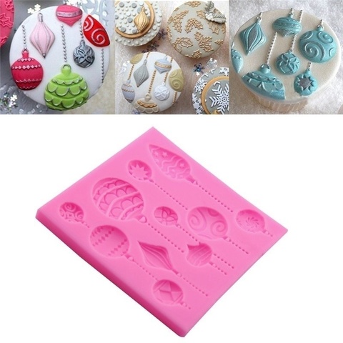 Christmas Ball Shape Silicone Mould Christmas Ornament Fondant Cake Mold Emboss Cutter Cake Craft DIY ► Photo 1/6