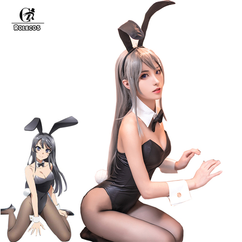 ROLECOS Anime Sakurajima Mai Cosplay Costume Halloween Women Black Sexy Jumpsuit Rascal Does Not Dream of Bunny Girl Senpai Cos ► Photo 1/6
