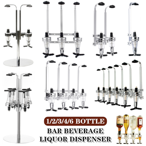 1-6 Bottle Bar Beverage Liquor Dispenser Holder Alcohol Drink Shot Wall Mounted 1-6 Station Beer Wine Pourers Divider Dispensary ► Photo 1/6