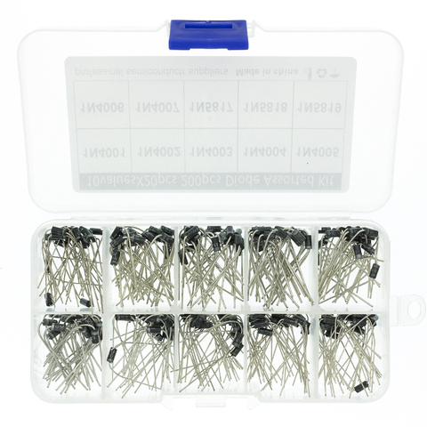 10Values x20 200pcs Rectifier Diode Schottky Assortment Electronic kit 1N4001~1N4007 1N5817 1N5818 1N5819 With storage Box ► Photo 1/6