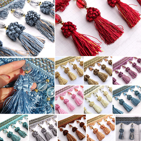 1M Pom Pom Curtain Fringe Trim Beads Ball Tassel Sewing Ribbon Upholstery Fabric ► Photo 1/6