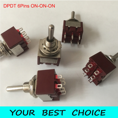 5pcs/Lot DPDT 6Pins 3Position ON-ON-ON Guitar Mini Rocker Toggle Switch ► Photo 1/1