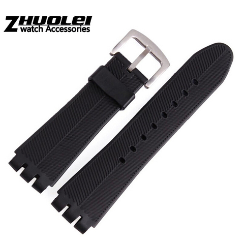 for swatch rubber band 23mm New High Quality Mens Black Soft Waterproof Diving Silicone Rubber Watchband Straps Black bracelet ► Photo 1/5