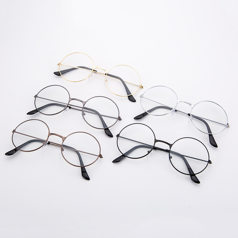 New man Woman Retro Large Round Glasses Transparent Metal Eyeglass Frame  Oversized Round Circle Eye Glasse Hot ► Photo 1/6