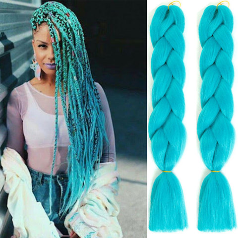 Jumbo Long Kanekalon Braiding Hair Natural Color Ombre Green  Pink Blonde Synthetic Hair Extension Twist Dreadlock MUMUPI ► Photo 1/6