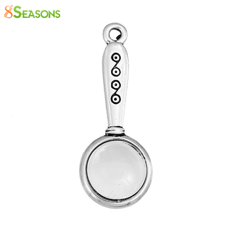 8Seasons Zinc Alloy Charms Pendants Magnifying Glass With Clear Glass Antique Silver Color Pattern Carved Diy Necklace , 10PCs ► Photo 1/3