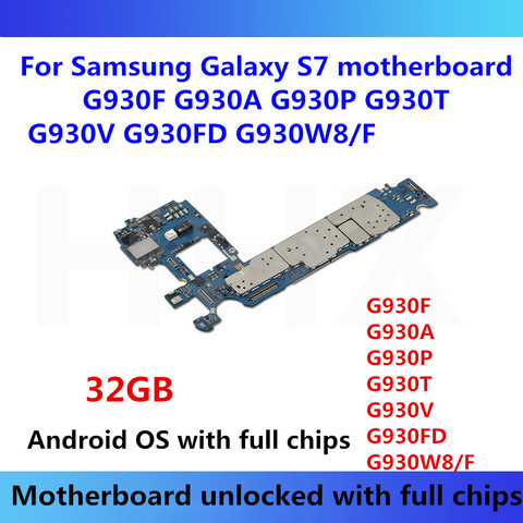 For Samsung Galaxy S7 G930F/G930A/G930P/G930T/G930V/G930FD G930W8/F motherboard 32gb mainboard Original unlocked MB Android card ► Photo 1/1