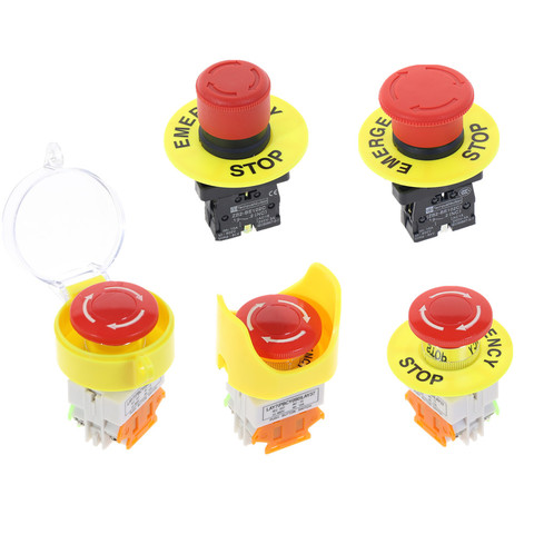 Red Mushroom Cap 1NO 1NC DPST AC 660V10A Emergency Stop Industrial Plastic Push Button Switch ► Photo 1/6