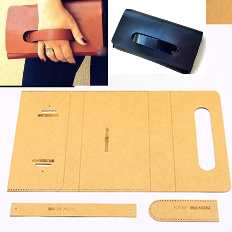 DIY leather craft handbag clutch heavy weight 500gsm kraft paper pattern template stencil 22x12x2.5cm ► Photo 1/3