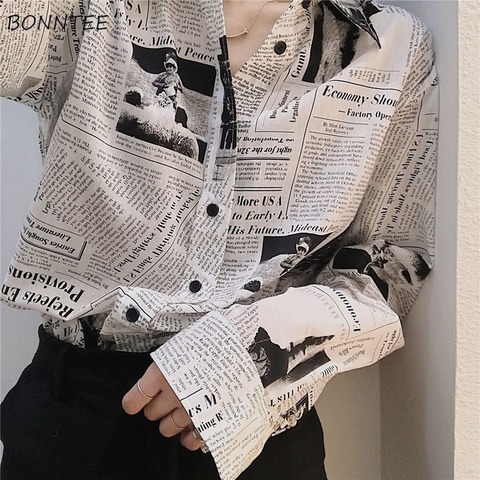 Blouses Women 3XL Couple BF Style Trendy Vintage Unisex Long Sleeve Femme Blouse Top Boyfriend Chic Sun-proof Ladies Streetwear ► Photo 1/6