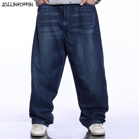 Men Wide Leg Blue Jeans Hip Hop Streetwear Plus Size Mens Bleached Baggy Jeans Skateboarder Denim Pants ► Photo 1/6