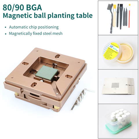 90mm Aluminium alloy BGA Reballing Station BGA Reball Kit Magnetism Lock 10pcs 90mm Universal Bga Stencil 10 pcs BGA solder ball ► Photo 1/6