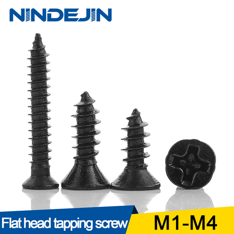 50/100pcs Cross Countersunk Flat Head Self-tapping Screw M1 M1.2 M1.4 M1.5 M2 M2.6 M3 M3.5 M4 Black Carbon Steel Phillips Screw ► Photo 1/6