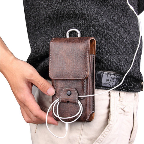 Universal Leather Holster Belt Clip Pouch Mobile Phone Bag For iPhone 12 11 Pro Max Case Men Waist Bag Purse Smart Phone Models ► Photo 1/6