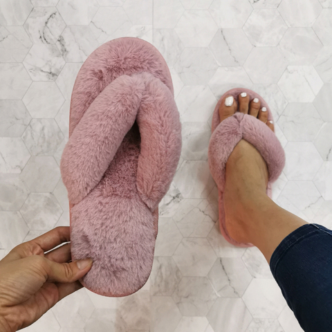 Plush Thick Velvet Woman Home Slippers Indoor Flip Flops Fur Slides Leisure Winter Autumn Slipper Female Comfort Footwear ► Photo 1/6