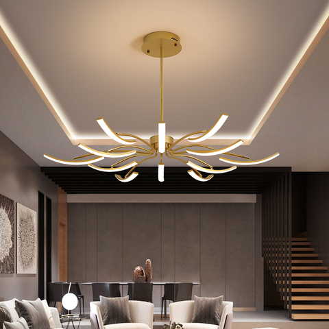 MDWELL Matte Black/White Finished Modern Led Chandelier for living room bedroom study room Adjustable New Led Chandelier Fixture ► Photo 1/6