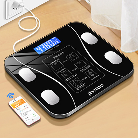 USB Rechargeable Wireless Digital Weight Scale Tracks 9 Key Body Fitness Compositions Health Analyzer with Smartphone App ► Photo 1/6